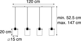 Lampada a sospensione scandinava bronzo con vetro 4 luci - Dome