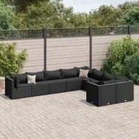 Set Divani da Giardino 9 pz con Cuscini Nero in Polyrattan 3308315