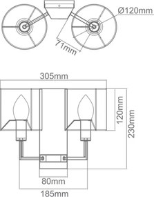 Open Design OR81497 - Applique CASA 2xE14/12W/230V cromo lucido/crema