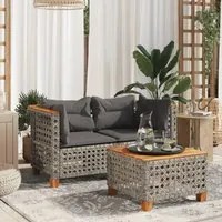 Divani Angolari da Giardino con Cuscini 2pz Polyrattan Grigio 365936