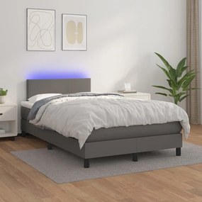 Giroletto Molle Con Materasso E Led Grigio 120x200cm Similpelle /