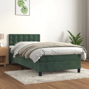Giroletto A Molle Con Materasso Verde Scuro 90x200 Cm Velluto /