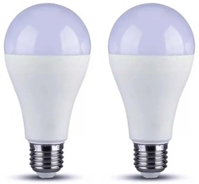 2 PZ Lampada A Led E27 A60 15W 1500LM Bianco Caldo 3000K