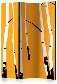 Paravento Birches on the orange background [Room Dividers]