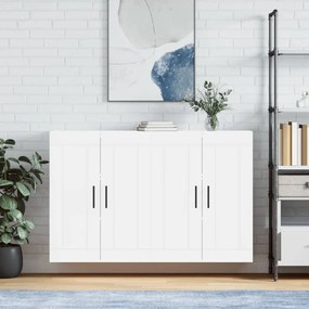 Armadietti A Parete 2 Pz Bianchi İn Legno Multistrato /