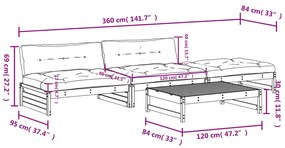 Set Divani da Giardino 4pz con Cuscini Legno Impregnato di Pino