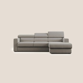 Dylan divano angolare con pouf estraibile poggiapiedi in tessuto simil cotone impermeabile T13