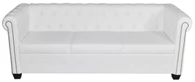 Divano chesterfield a 3 posti in finta pelle bianco