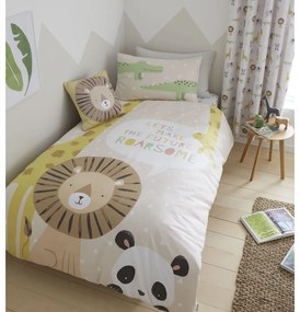 Set copripiumino e federa da bambini marrone chiaro per letto singolo 135x200 cm Roarsome Animals – Catherine Lansfield