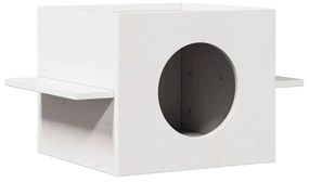 Cuccia Per Gatti Bianca 51x35x30 Cm İn Legno Massello Di Pino /