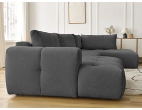 Divano angolare grigio scuro allungabile e con contenitore (penisola a destra/a U) Fuji – Bobochic Paris