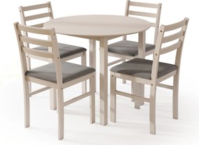 Set TORINO Tavolo rotondo + 4 sedie Cashmere (Beige) / Grigio Chiaro