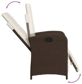 Set da Pranzo da Giardino 5pz con Cuscini in Polyrattan Marrone