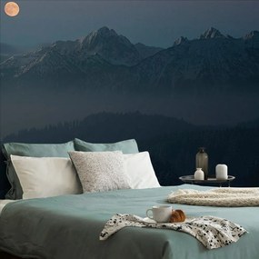 Carta da parati autoadesiva – Luna piena sopra le montagne