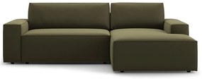 Divano angolare verde allungabile/con contenitore (con penisola a destra/con chaise lounge) con rivestimento in velluto Jodie – Micadoni