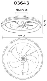 Globo 03643 - Ventilatore da soffitto dimmerabile a LED CELESTE LED/40W/230V 3000-6500K + TC