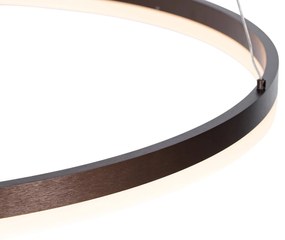 Lampada a sospensione in bronzo scuro 80 cm con LED dimmerabile a 3 livelli - Anello