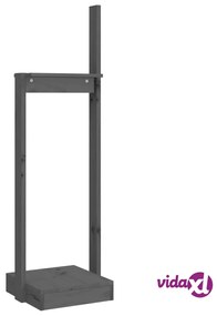 vidaXL Portalegna Grigio 33,5x30x110 cm in Legno Massello di Pino