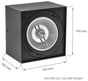 Faretto CHLOE AR111 1xGU10/50W/230V quadrato nero