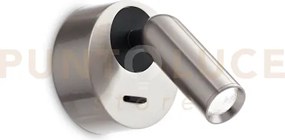 Bean applique a parete  led 3000k 3w  200 lm nickel con interruttore