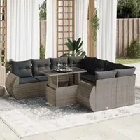 Set Divano da Giardino 9 pz con Cuscini Grigio in Polyrattan 3326611