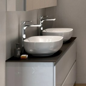 Lavabo ovale 60 cm d'appoggio bianco in ceramica Rak Illusion