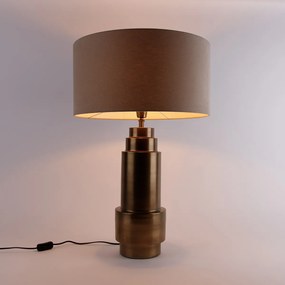 Lampada da tavolo in bronzo con paralume in tessuto marrone chiaro 50 cm - Bruut
