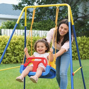 Altalena da Giardino per Bambini Trasformabile 3 in 1 Telaio in Metallo Blu...