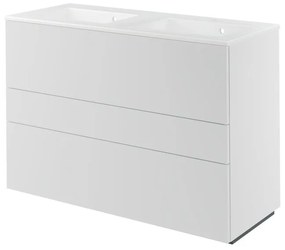 Mobile da bagno a terra sotto lavabo L 120 x H 84 x P 48 cm bianco laccato, 3 cassetti SENSEA Neo