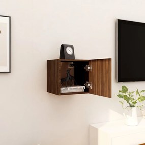 Armadietto tv montato a parete rovere marrone 30,5x30x30 cm