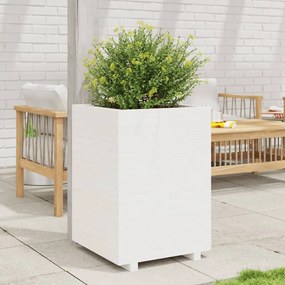 Fioriera Da Giardino Bianca 50x50x72,5cm Legno Massello Di Pino /