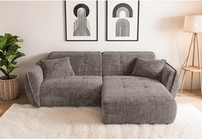 Divano angolare grigio tortora (con penisola a destra/con chaise lounge) con rivestimento in ciniglia Nelia – Ropez