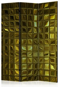 Paravento design Bagliore Dorato (3-parti) - elegante mosaico di piastrelle lucenti