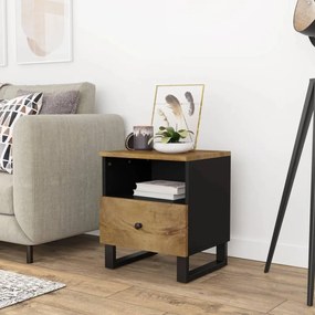Comodino İn Legno Massello Di Mango E Legno Multistrato /