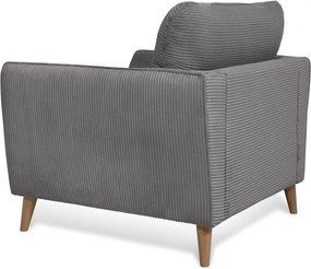 Poltrona in velluto a coste grigio scuro Paris - Scandic