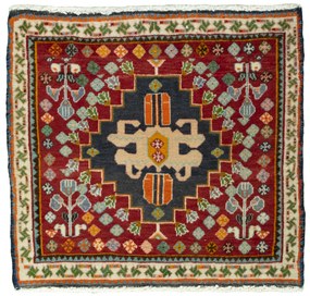Shiraz Tappeto 60 x 60 Rosso (Iran) Annodato A Mano