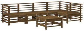 Set divani da giardino 6 pz con cuscini in legno massello miele