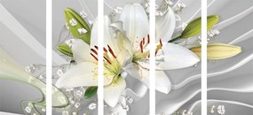 Quadri 5 pezzi – Giglio bianco su sfondo interessante
