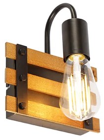 Applique da parete industriale nera con legno - Paleta Mai