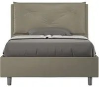 Letto una piazza e mezza rivestito in Similpelle con cuscini xl - APPIA LARGE Dimensione Rete: 120x210, Colore: Cappuccino, Tipologia Letto: Senza Rete