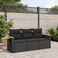 Set Divani da Giardino 3 pz con Cuscini in Polyrattan Nero 3226594