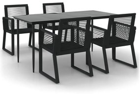 Set da pranzo da giardino 5 pz nero in rattan pvc