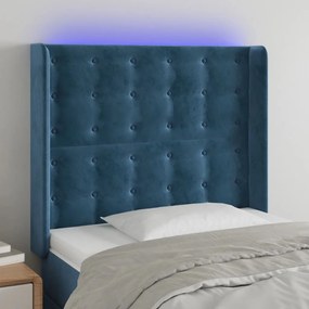 Testiera A Led Blu Scuro 83x16x118/128 Cm İn Velluto /