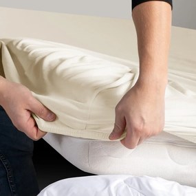 Lenzuolo con angoli bianco/color crema in jersey 180x200 cm Amber – Restilo