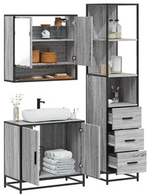 Set Mobili Da Bagno 3 Pz Grigio Sonoma İn Legno Multistrato /