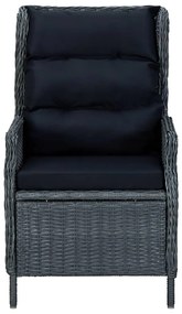 Set pranzo da giardino 7pz con cuscini polyrattan grigio scuro