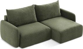 Divano angolare verde allungabile/con contenitore (con penisola a destra) Kalena – Makamii