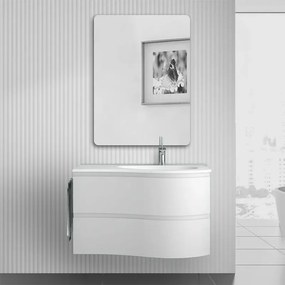 Mobile bagno sospeso 90 cm Melody bianco opaco con vasca a destra
