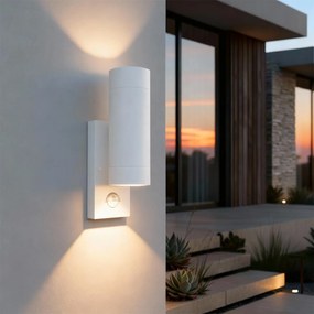 Applique Bidirezionale IP65 2xGU10 con sensore Movimento - Bianca