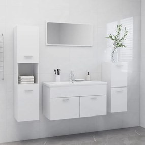 Set Mobili Da Bagno Bianco Lucido İn Legno Multistrato /